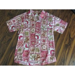 Hawaiian Shirt McInerny Tapa Print 60s vintage floral aloha camp m